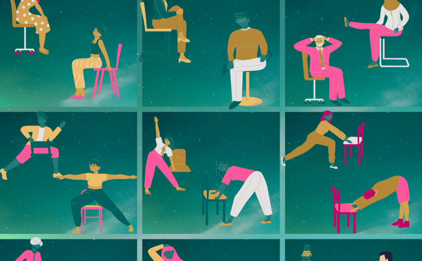 Chair Yoga Fitness #chairyogafitness with Gail. Reduce stress, ease back pain with chair yoga!