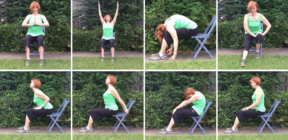Mini-Salute to the Sun Series - Seated on the chair.  #ChairYogaFitness